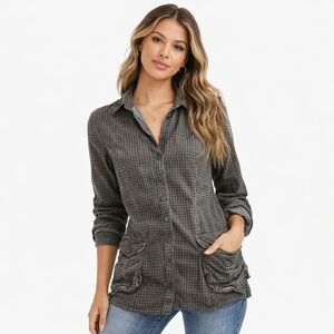 Rundholz Black Label ($550) Avant Garde Plaid Tunic Shirt Lagenlook Wired Seams